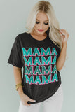 MAMA Letter Print Vintage Leopard Graphic T Shirt