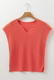 Flamingo Solid Textured Knitted Notch V Neck Sweater T Shirt