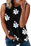 Crew Neck Floral Leopard Print Tank Top