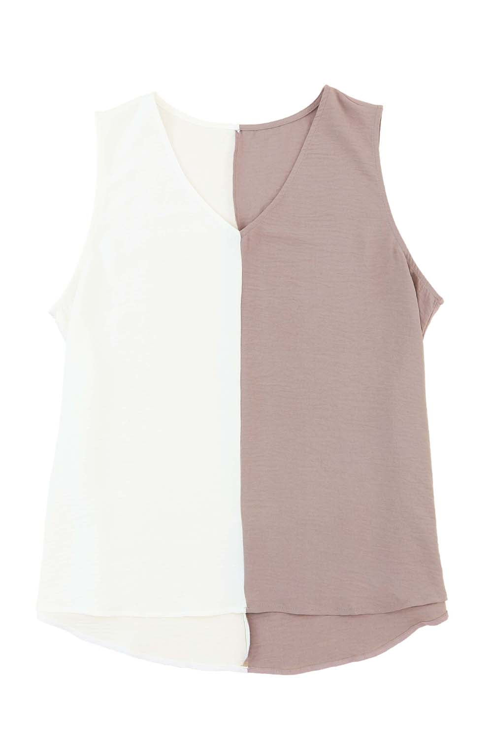 Plus Size Colorblock V Neck Tank Top