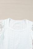 White Frenchy Contrast Lace Bishop Sleeve Bodysuit