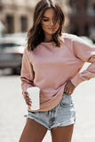 Pink French Terry Cotton Blend Pullover Sweatshirt