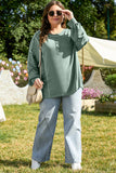 Seagrass Plus Size Exposed Seam Drop Shoulder Henley Top