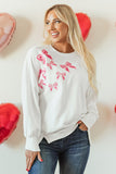 White Sequin Bowknot High Low Oversize Sweatshirt