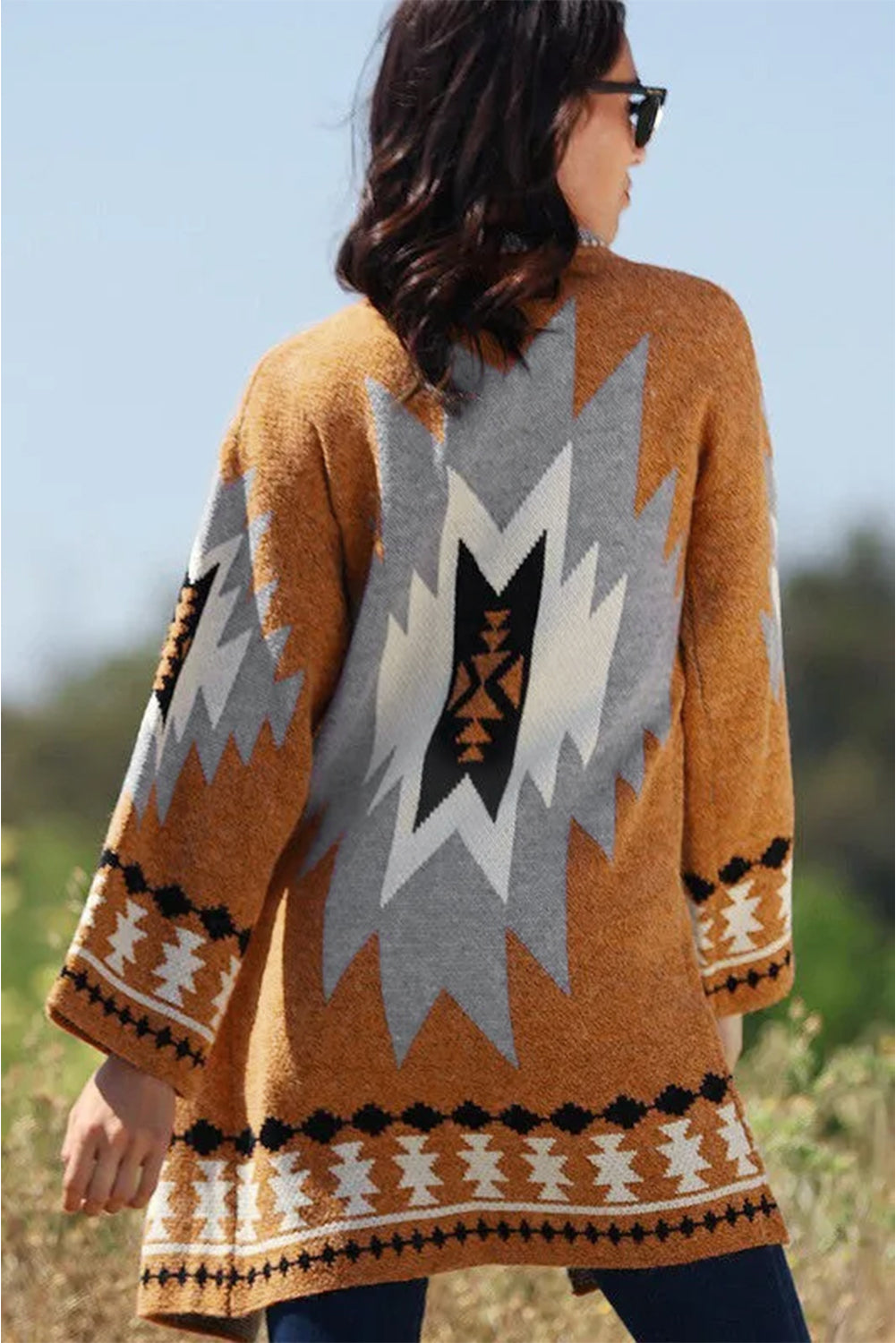 Aztec Graphic Open-Front Cardigan