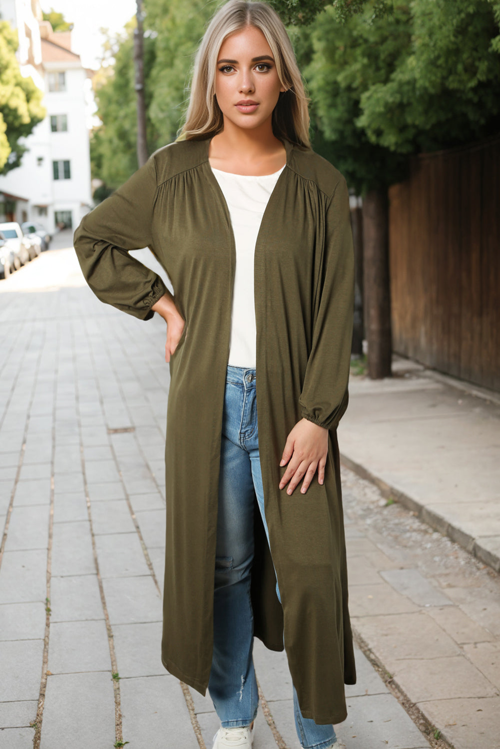 Lightweight Long Sleeve Open Front Duster Cardigan