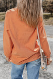 Orange Spooky Season Ghost Print Ribbed Pullover Sweatshirt