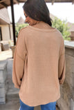 Light French Beige Colorblock Rib Corded Sweatshirt