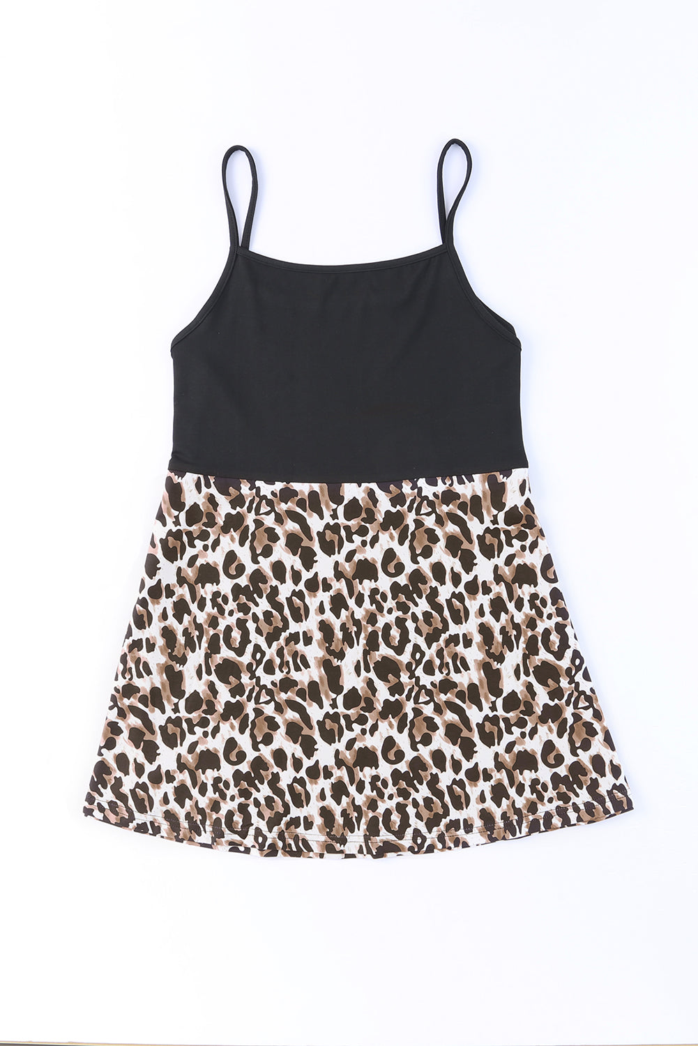 Leopard Patchwork Spaghetti Strap Tank Top