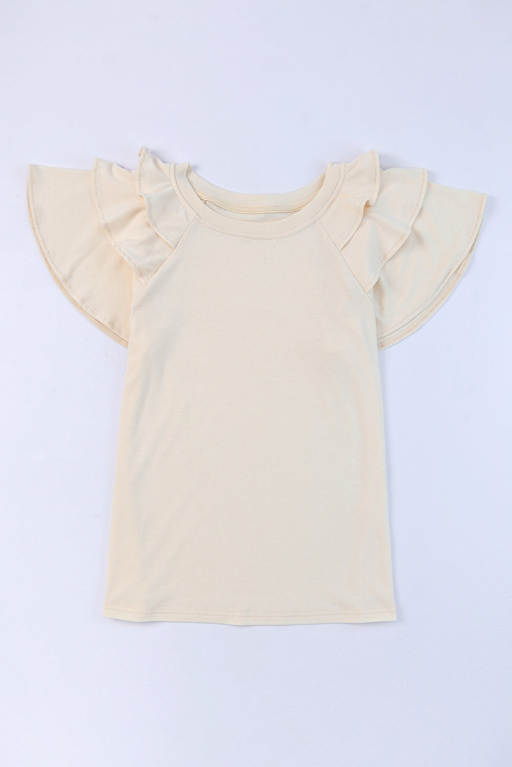 Plain Tiered Ruffled Short Sleeve T Shirt