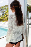 Hollow Out Crochet V Neck Pullover Sweater