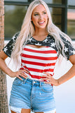 Contrast American Flag Cutout T-Shirt