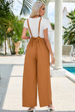 High Rise Wide Leg Suspender Pants