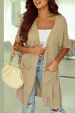 Khaki Pocketed Knit Dolman Sleeve Cardigan