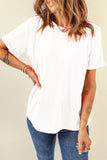 Khaki Casual Plain Crew Neck Tee