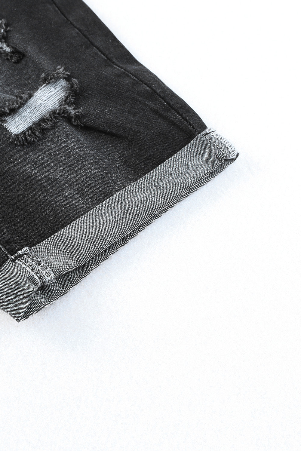 Roll-up Distressed Bermuda Denim Shorts