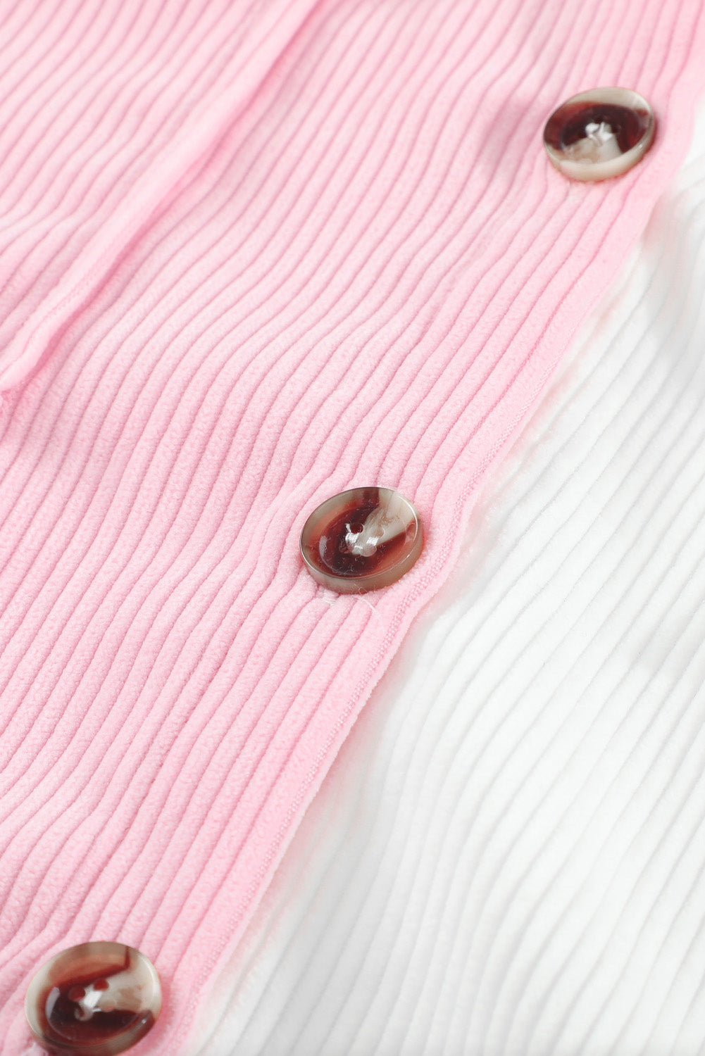 Pink Color Block Button Shirt with Pocket