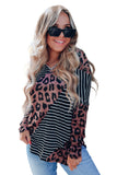 Leopard And Striped Color Block Top