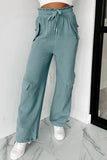 Frill Drawstring Waist Crinkle Cargo Pants