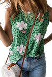 Crew Neck Floral Leopard Print Tank Top