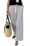 Drawstring Striped Wide Leg Pants