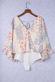 Floral Surplice Wide Sleeve Bodysuit