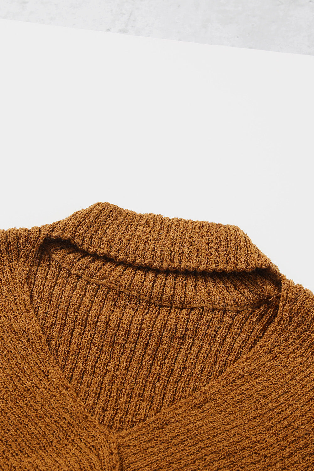 High Neck Hollow-out Crossed Wrap Knit Sweater