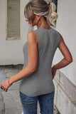 Khaki Rib Knit Cut-out Front Twist Tank Top