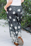 Black Plus Size Geometric Ethnic Print Drawstring Wide Leg Pants