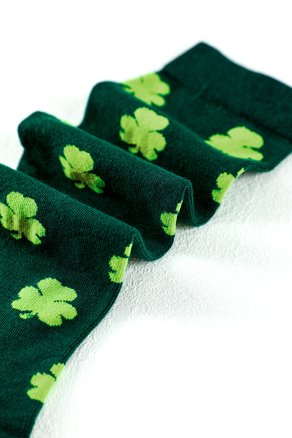 Dark Green St Patricks Clover Print Tube Socks