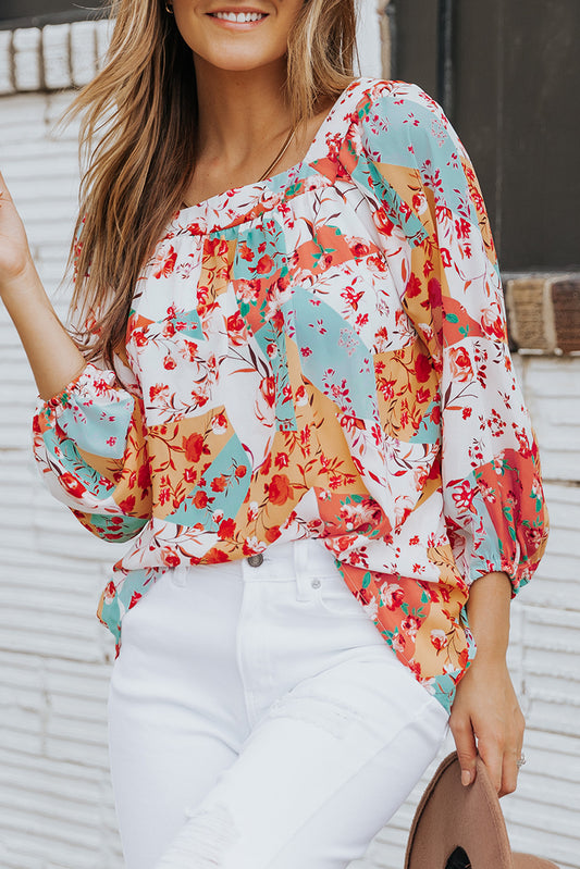 Blouse à imprimé floral à palettes multicolores 