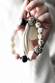 Multiple Beads MAMA Leopard Tassel Bracelet Keyring