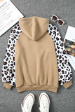 Leopard Bishop Sleeve Hooded Sweatshirt