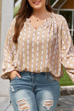 Plus Size Printed Split Neck Blouse