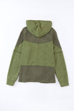 Plus Size Waffle Knit Patchwork Washed Hooded Jacket