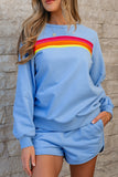 Beau Blue Striped Accent Pullover and Shorts Two Piece Casual Set