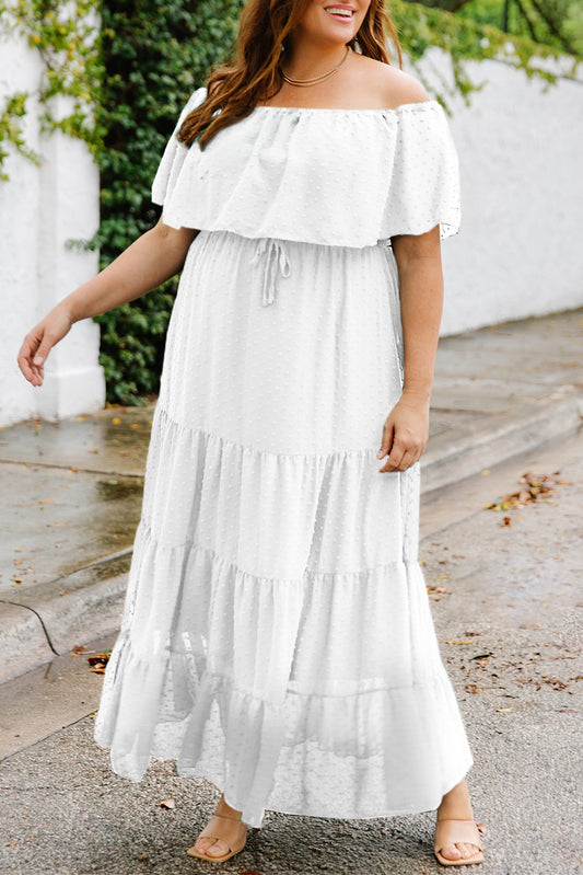 Swiss Dot Plus Size Ruffle Tiered Maxi Dress