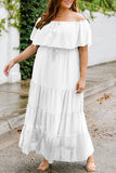 Swiss Dot Plus Size Ruffle Tiered Maxi Dress