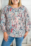 Printed Wide Neck Thumbhole Sleeve Henley Top