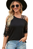 Lace Splicing Strappy Cold Shoulder Top