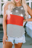 American Flag Color Block Sleeveless Top