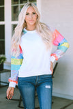 Sequin Color Block Raglan Sleeve Pullover Sweatshirt