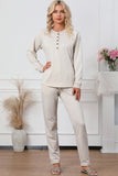 Plus Size Long Sleeve Henley Top Drawstring Pants Outfit