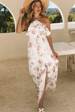 Floral Slit Ruffled Halterneck Maxi Dress