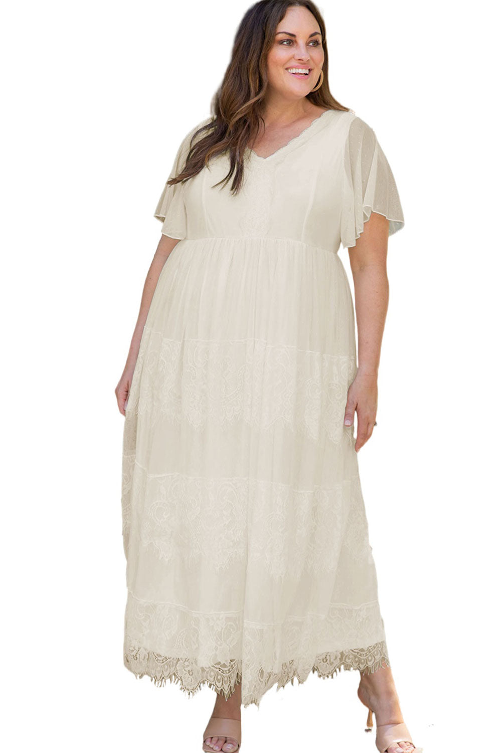 Plus Size Lace A-line Boho Wedding Dress