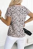 Black Cheetah Print O-neck Short Sleeve T Shirt