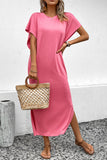 Crew Neck Bat Sleeve Maxi T-shirt Dress