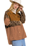 Leopard Patchwork High Low Shirt Jacket