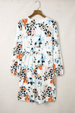 Dainty Floret Print Button Up High Waist Mini Dress