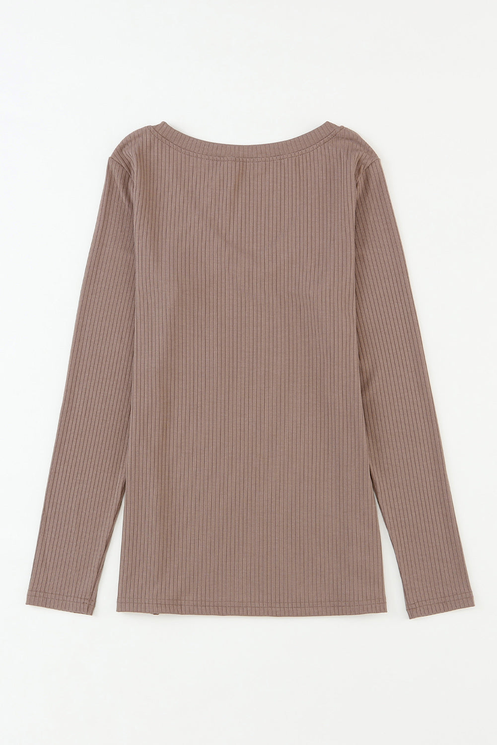 Ribbed Knit Patched Chest Pocket V Neck Top